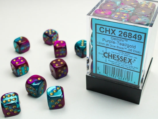 Chessex: Gemini Purple-Teal/gold 12mm d6