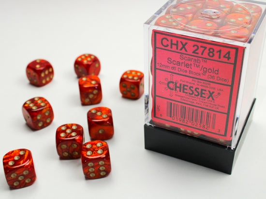 Chessex: Scarab Scarlet/gold 12mm d6