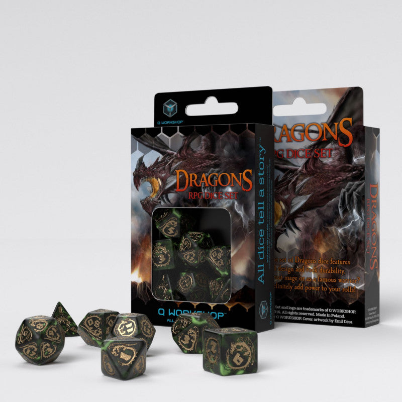 Q Workshop - Dragons: Nephrite 7pc Modern RPG Dice Set