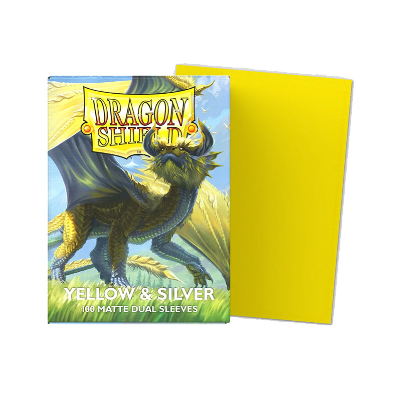 Dragon Shield Dual Matte Standard Sleeves - Yellow & Silver (100 Pack)