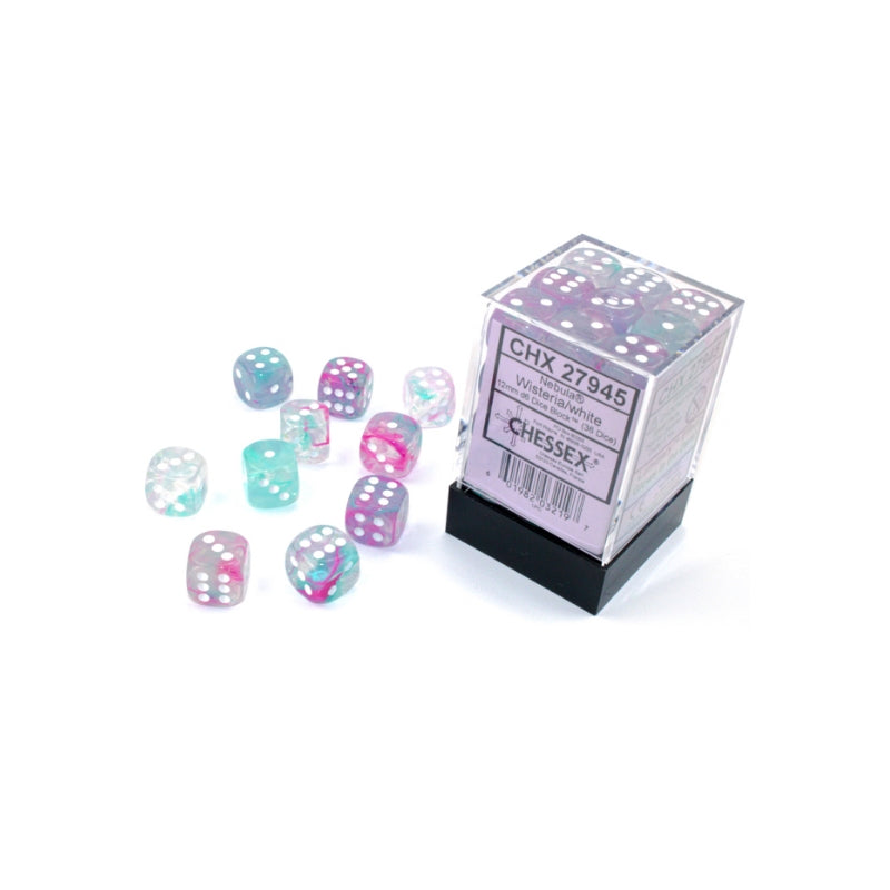 Chessex: Nebula Wisteria/white Luminary 12mm d6